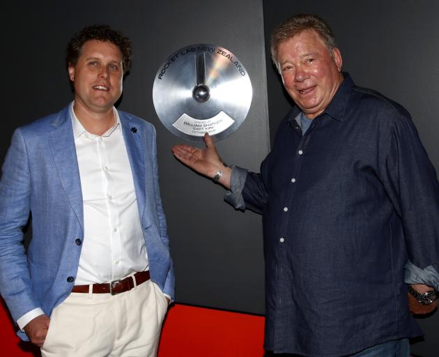 Rocket Lab chief executive Peter Beck (left) with Star Trek actor William Shatner during the...