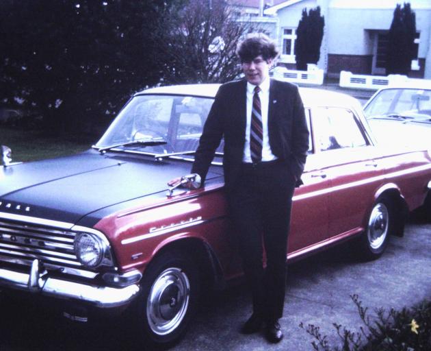 Howard Anderson stands beside his 1964 Vauxhall  Cresta PB in  late  1969 after taking it on a ...