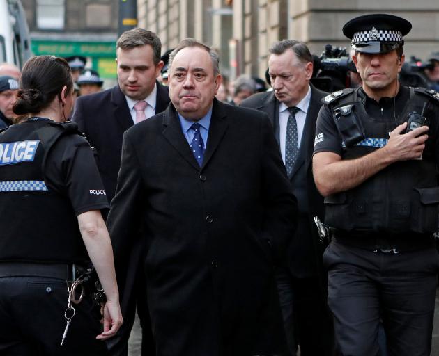Former First Minister of Scotland Alex Salmond leaves after his court appearance at the Edinburgh Sheriff Court, in Edinburgh. Photo: Reuters