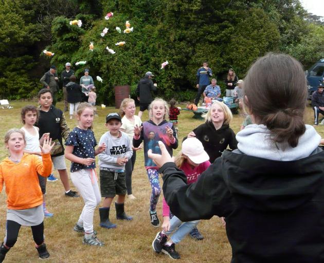 Josie MacIntosh (13) of Invercargill is the centre of attention as she marshals the lolly...