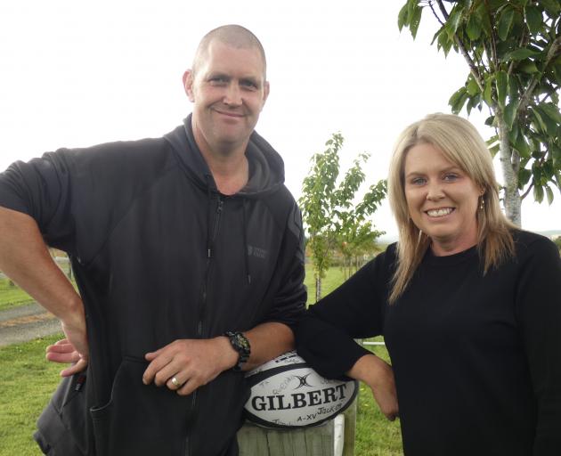 Blair Vining and his wife Melissa hope to attract a large crowd to a charity rugby game in Winton to raise funds for a foundation named in his honour to help attract junior sporting talent to Central Southland College. Photo: Ben Waterworth