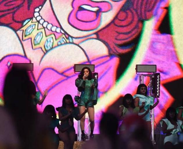 Hip-hop star Cardi B on stage at Bay Dreams. Photo: NZ Herald
