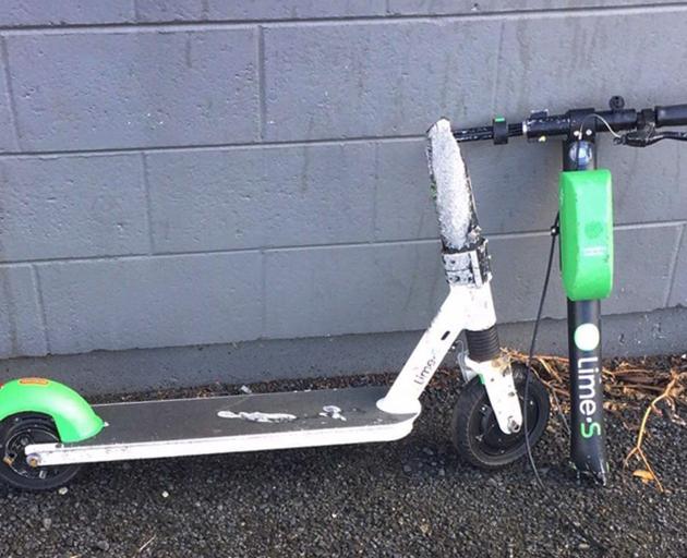 A Lime scooter sliced in two by a train. PHOTO: SUPPLIED