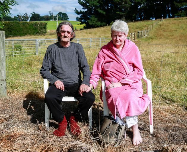 Ian and Louise Wainman were  left with only the  clothes they were  wearing, and a hand bag, after their Tokarahi home was gutted by fire yesterday morning. Photo: Rebecca Ryan