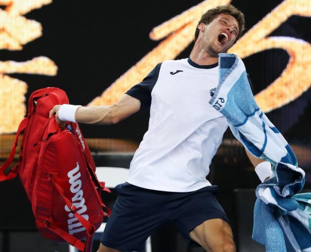 Pablo Carreno Busta vents his frustration after losing at the Australian Open. Photo: Getty Images