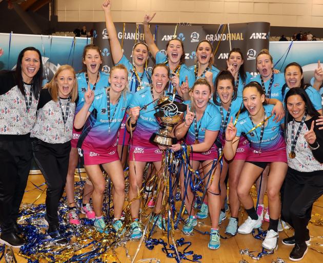 The Steel celebrates after winning last year’s ANZ Premiership grand final against the Pulse in...