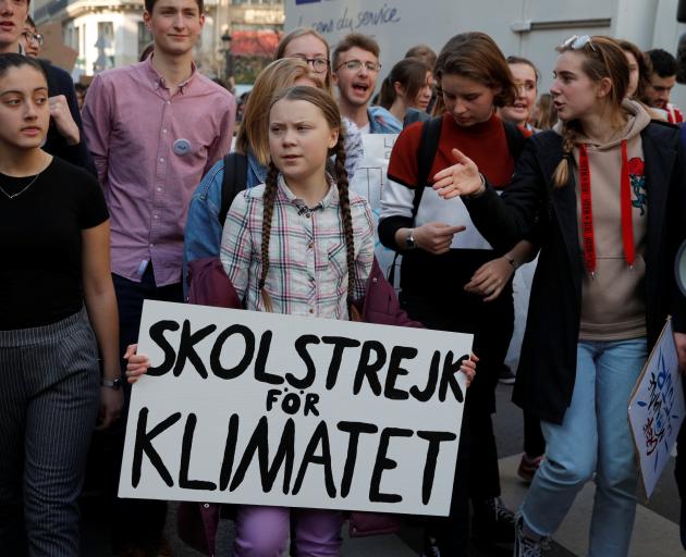 Activist Greta Thunberg (centre). Photo: Reuters 