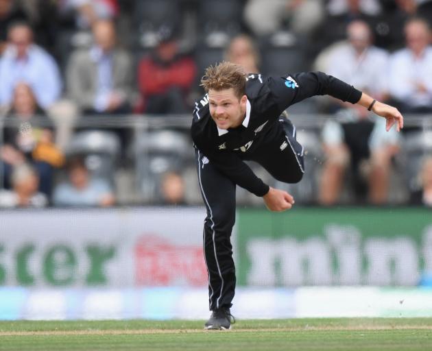Black Caps bowler Lockie Ferguson sends down a delivery during game two of his team's one-day...