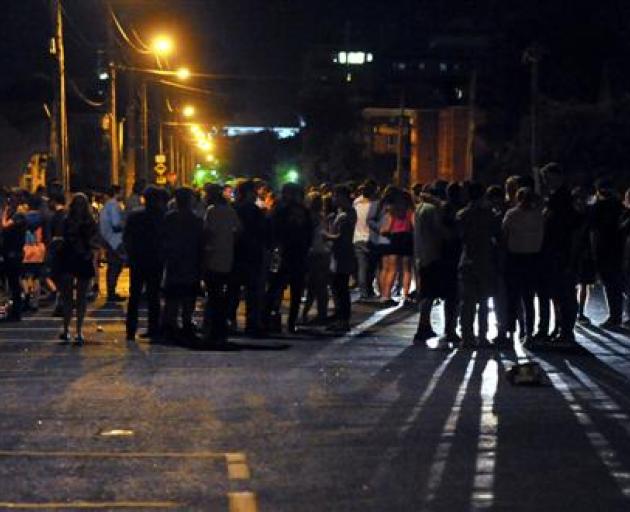 Revellers gather in Castle St on Wednesday night.