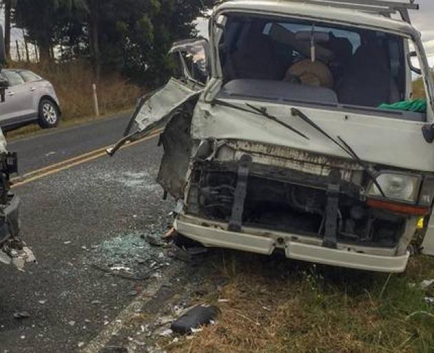 Somehow the occupants of these two vehicles managed to escape serious injury after the crash on the outskirts of Hamilton. Photo: Waikato police