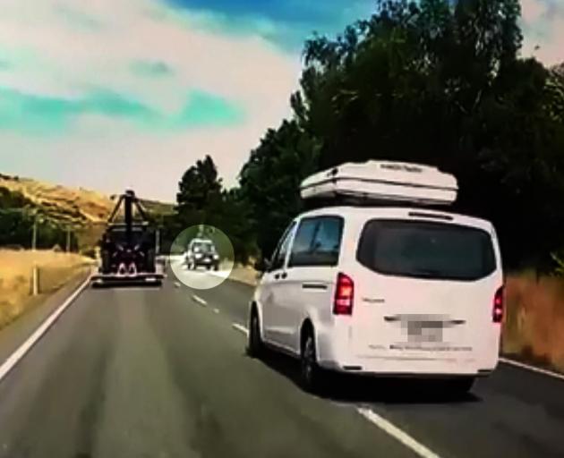 A rental van forced a vehicle (circled) off the road. Photo: Supplied