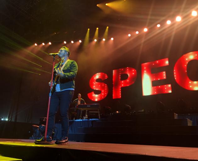 Six60 frontman Matiu Walters plays to around 20,000 at Forsyth Barr Stadium tonight. Photo: Craig...