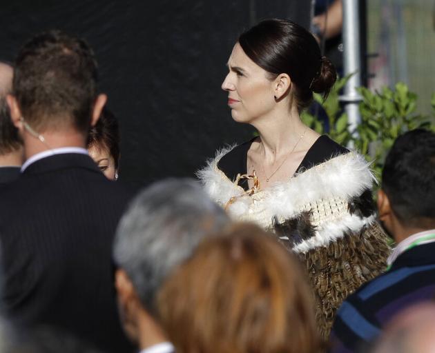 New Zealand Prime Minister Jacinda Ardern arrives for a National Remembrance Service in Hagley Park. Photo: AP