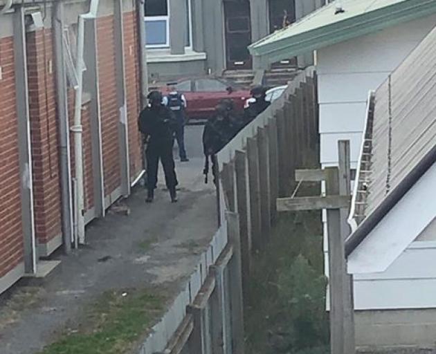 Armed police are outside the Dunedin mosque in Forth St. Photo: Amelia PatonArmed police were earlier stationed outside the Dunedin mosque in Forth St. Photo: SuppliedArmed police were earlier stationed outside the Dunedin mosque in Clyde St. Photo: Suppl