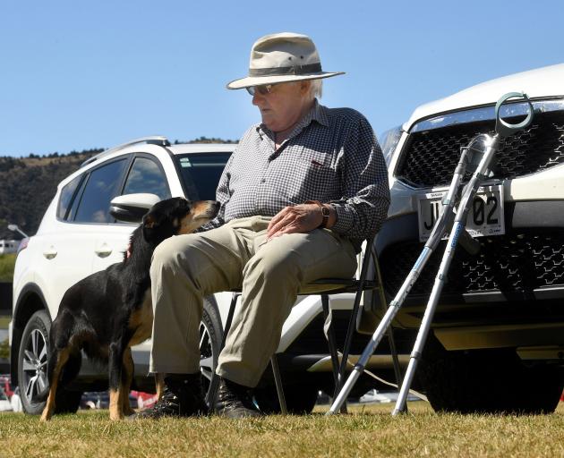 PL Anderson and Miss kick back after a run at the Wanaka A&P show. Photo: Stephen Jaquiery 