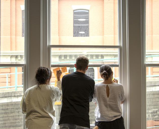 Participants in The Social Experiment accelerator programme express their thoughts in Dunedin recently. Photo: Supplied