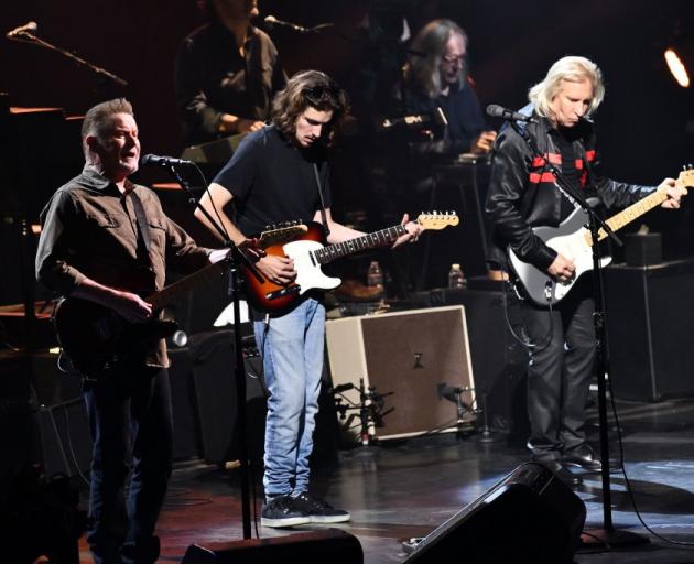 Don Henley (left), Deacon Frey and Joe Walsh of The Eagles performing in California last month....