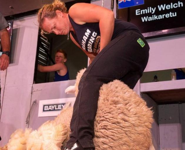Emily Welch won the first Golden Shears event for women. Photo: Supplied via RNZ