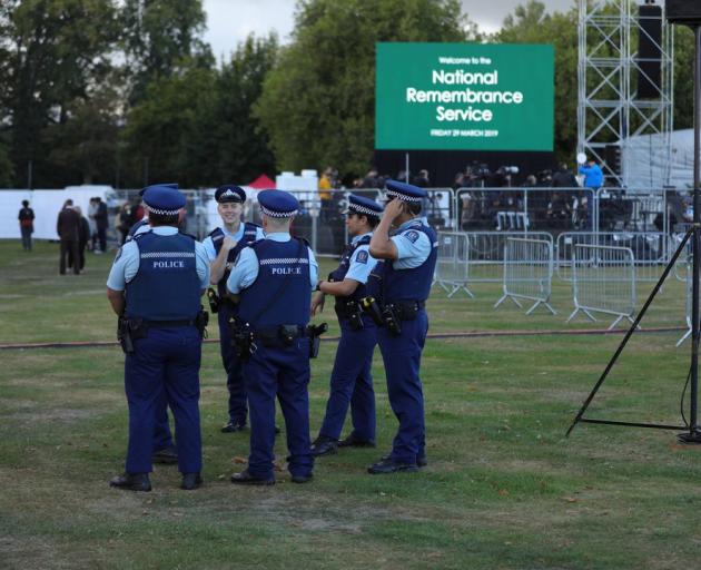 There is a heavy police presence at Hagley Park. Photo: RNZ