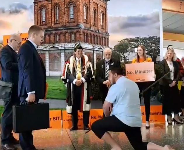 Education Minister Chris Hipkins was greeted by protesters when he arrived in Invercargill this...