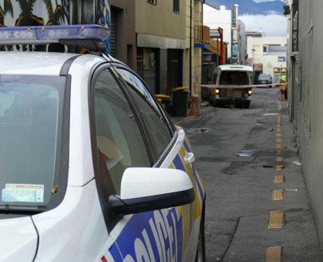 A police car at the scene in Cow Lane after the assault. Photo: Daisy Hudson