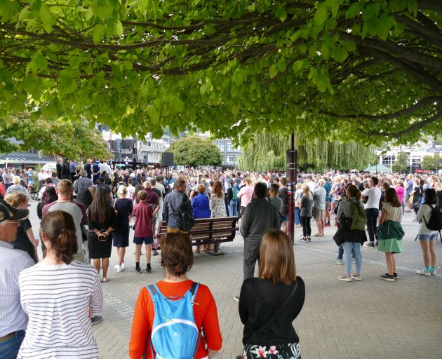 Thousands of people gathered at Earnslaw Park in Queenstown last night for a candlelight vigil to honour the victims of the Christchurch terrorist attacks. Photo: Tracey Roxburgh