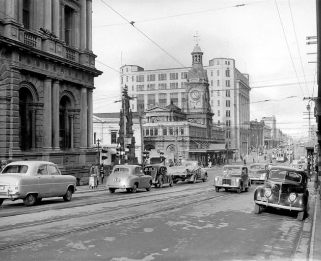 The Stock Exchange building stands in front of the Chief Post Office in 1952... "One of the most...