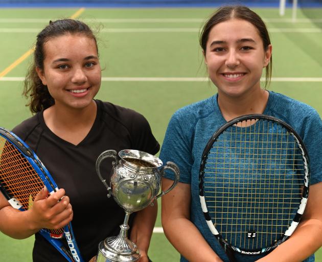 Otago Open women's singles winner Ayesha Horley (left) and runner-up Rileigh Field, both of...