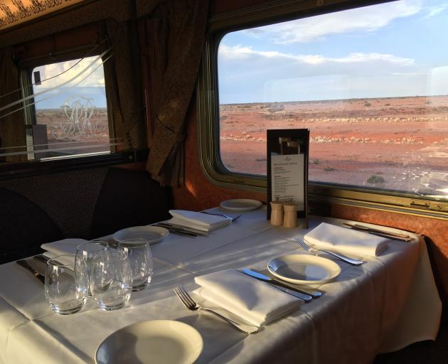 The Ghan’s Queen Adelaide Restaurant is ready for diners. PHOTO: PAM JONES