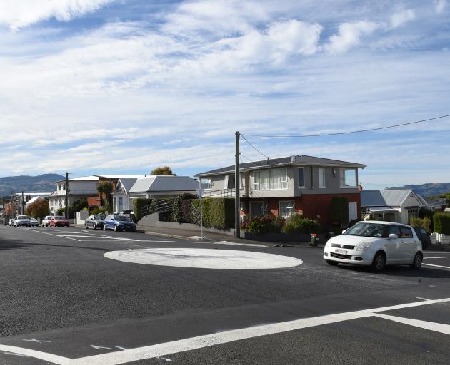 Painted roundabouts appear on intersections throughout Dunedin including in David and Thorn Sts,...