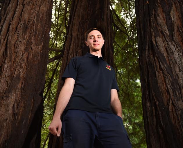 Second-year Dunedin Botanic Garden apprentice Blake Kuiper's favourite tree is the Californian redwood. Photo: Gregor Richardson