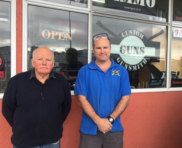 Status Guns owner Nelson Collie (left) and Custom Guns owner Greg Hudson, both of Invercargill,...