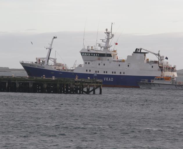 Antarctic Discovery arrives in Bluff yesterday. Photo: Giordano Stolley