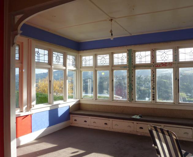 The old sunroom which now houses the living room and dining areas. 