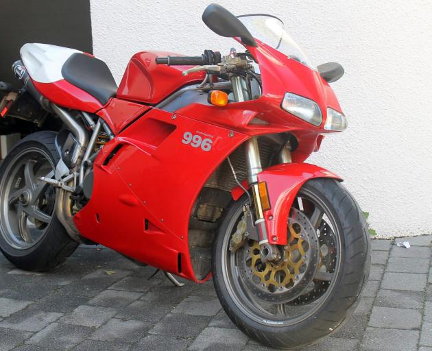 This Ducati 996, registration 72ZET, was stolen during a burglary in Queenstown on April 1 and has not yet been recovered.  A 44-year-old man has been arrested in relation to the incident and charged with receiving stolen property and burglary. Photo: Sup