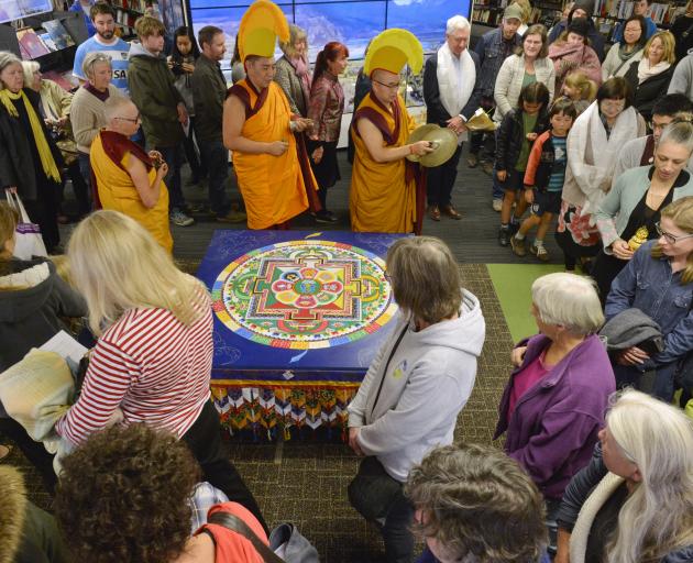 Tibetan Buddhist religious teachers Geshe Lobsang Dhonyoe, of Dunedin (right), and Geshe Nyima...