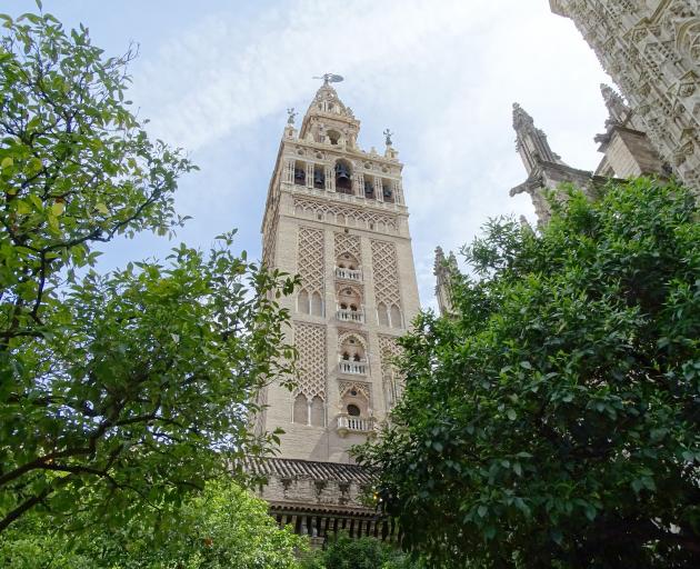 The Giralda tower attached to Seville Cathedral.