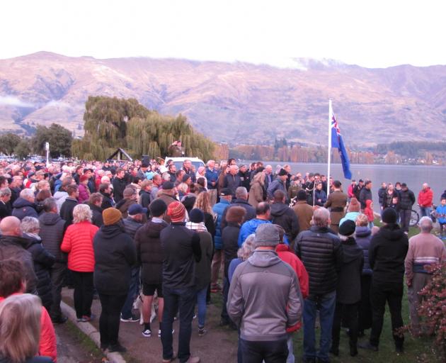 Between 600 and 700 attended the Anzac dawn service in Wanaka. Photo: Mark Price