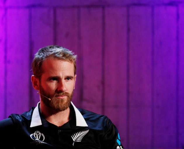 New Zealand skipper Kane Williamson speaks during an ICC Cricket World Cup captains’ press...