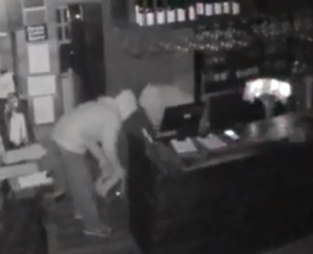 CCTV footage of a person breaking into an office in Cromwell's heritage precinct. Photo: Cromwell Police
