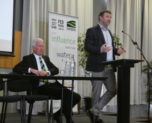 Southland Federated Farmers president Geoffrey Young (left) and NZ First MP Mark Patterson...