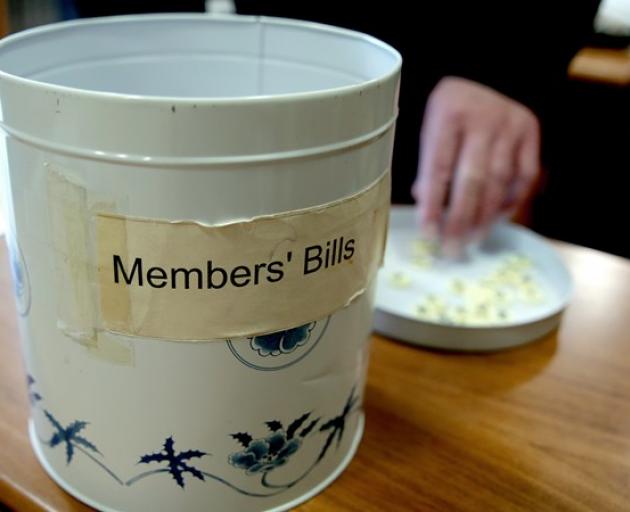 The biscuit tin used to draw members' bills. PHOTO: NEW ZEALAND PARLIAMENT