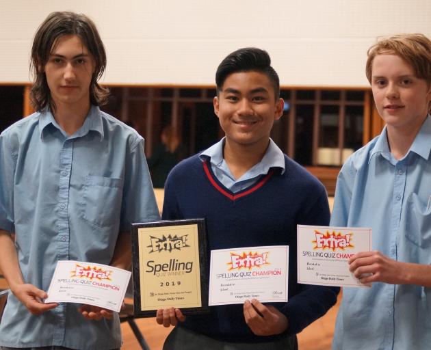 Ashburton College pupils (from left) Conner Stewart (15), Marc Calzada (14) and Hamish Lyth (14)...