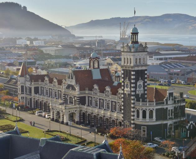 The Dunedin Railway Station is bathed by autumnal sun. PHOTO: GERARD O'BRIEN
