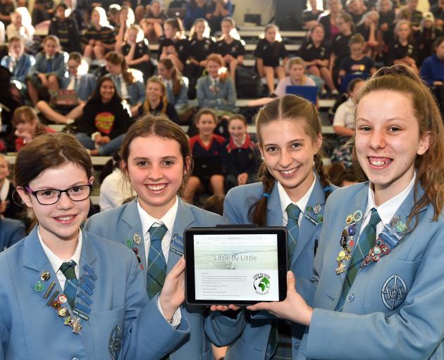St Hilda's Collegiate School pupils (from left) Evie Rose Grace, Hannah McCoubrey, Emma Grindlay...