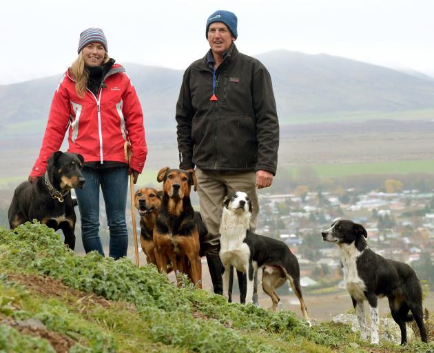 Roger Tweed and Steph Tweed with Grit, Gemma, Cooper, Price and Rose in 2016. PHOTO: STEPHEN...