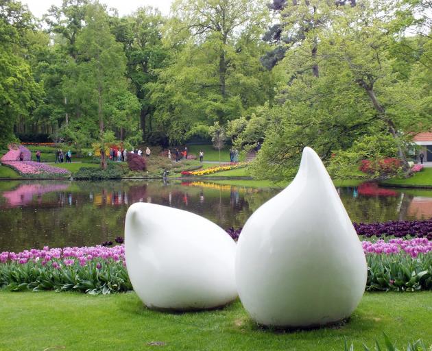 Keukenhof's tulip displays are enhanced by sculptures. Photos: Gillian Vine 