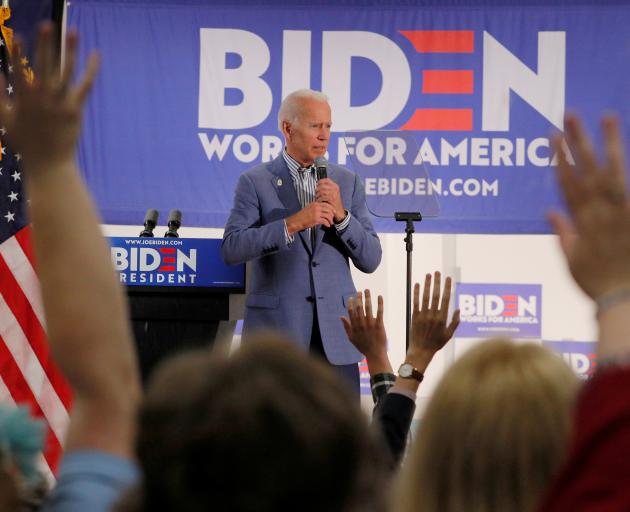 Democratic 2020 U.S. presidential candidate Joe Biden takes questions from the audience in...