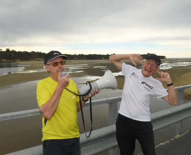 Papatowai Challenge founder Wayne Allen (left) and fellow event organiser Peter Hill prepare for...