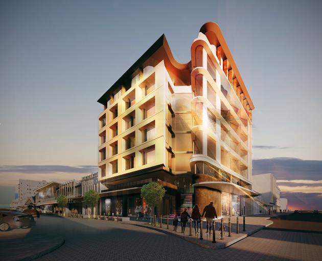 An artist’s impression of the planned building on the corner of Esk and Dee Sts in Invercargill. Image: Supplied